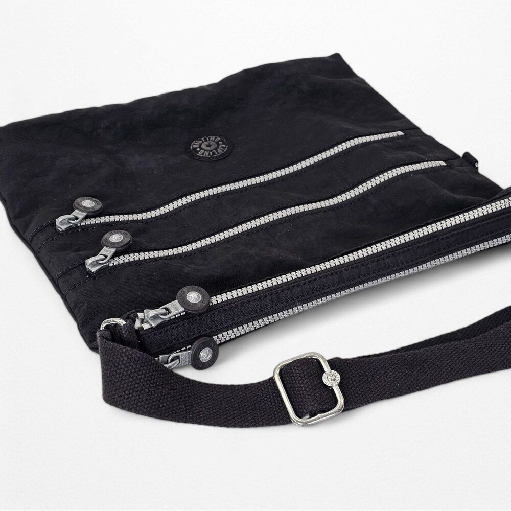 Kipling Keiko Black Crinkled Nylon Adjustable Travel Slim Crossbody Bag
